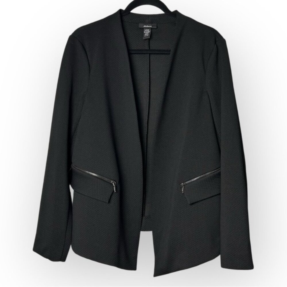 Alfani Black Women's Blazer with Zipper Accents L